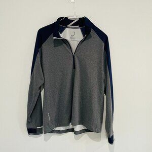 Paul Stuart Blue and Dark Grey Half Zip Up Sweater Size M